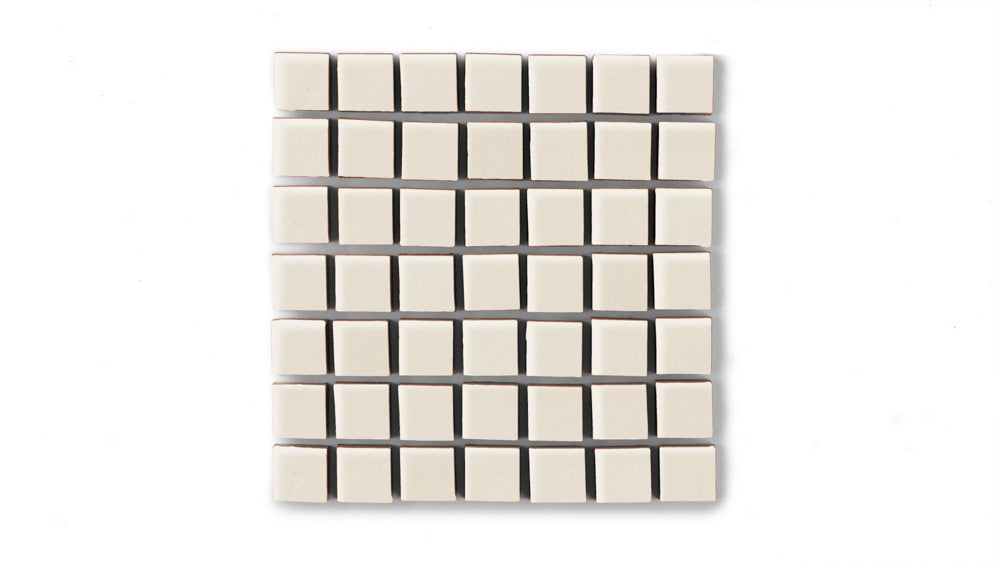 1x1 Straight Set Sheeted Original Ceramic Mosaic Tile in Ivory Matte