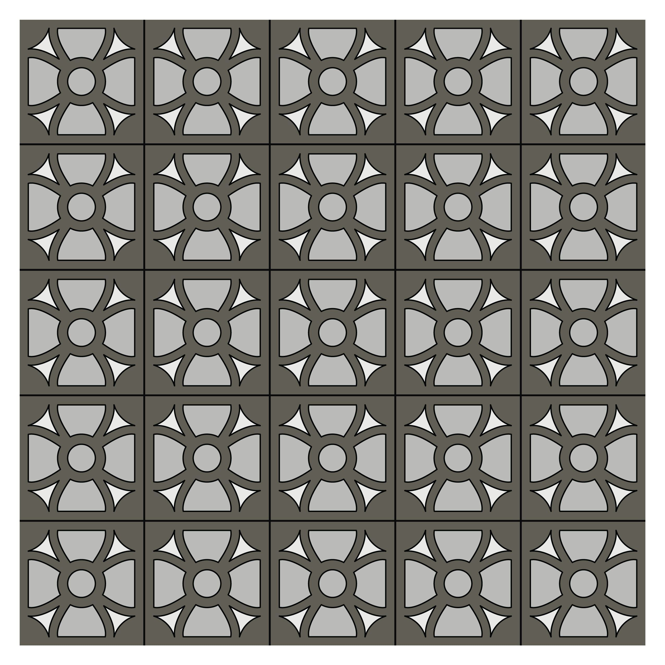 8x8 Handpainted Tile Arlington in Grey Motif