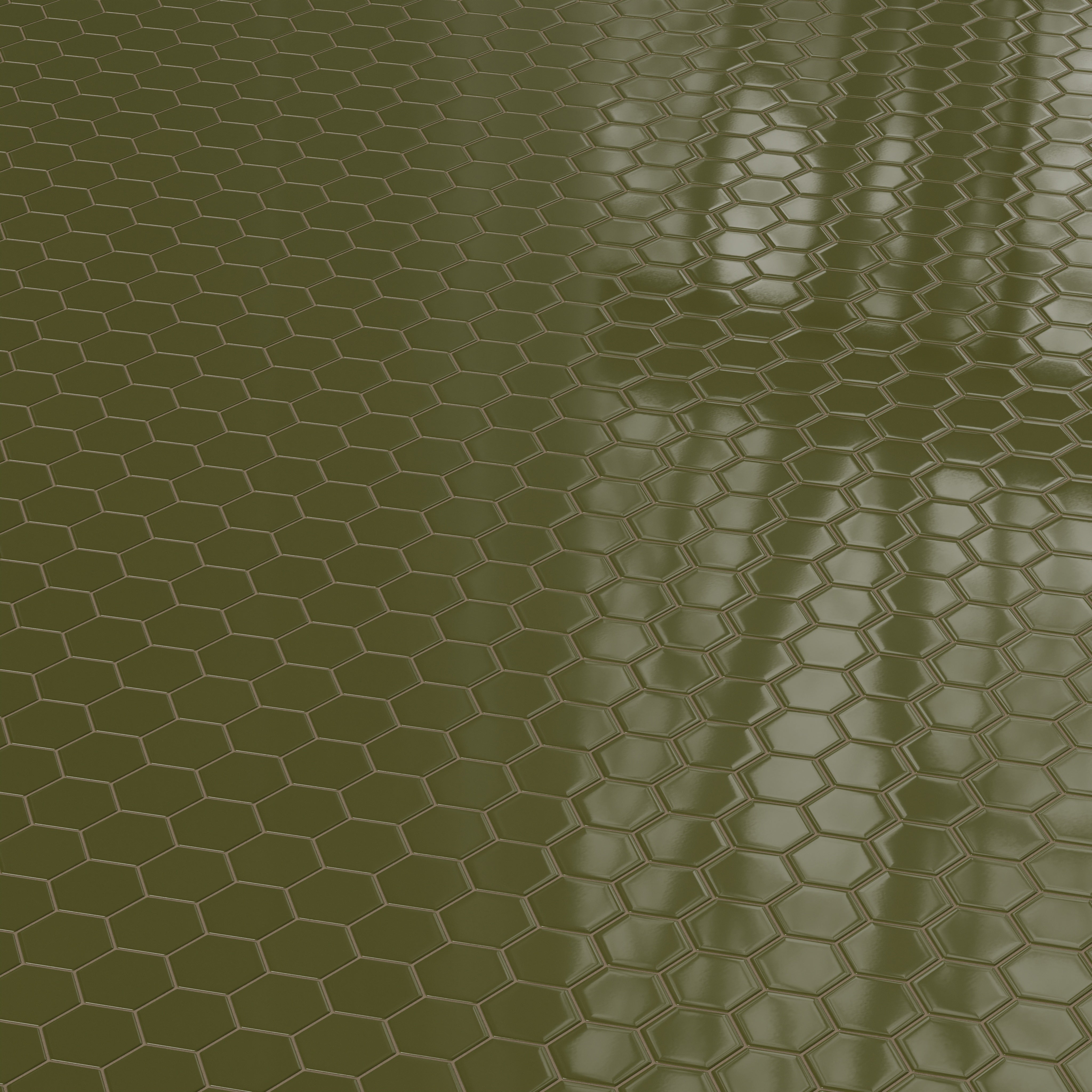4" Hexagon Original Ceramic Tile in Bonsai Gloss