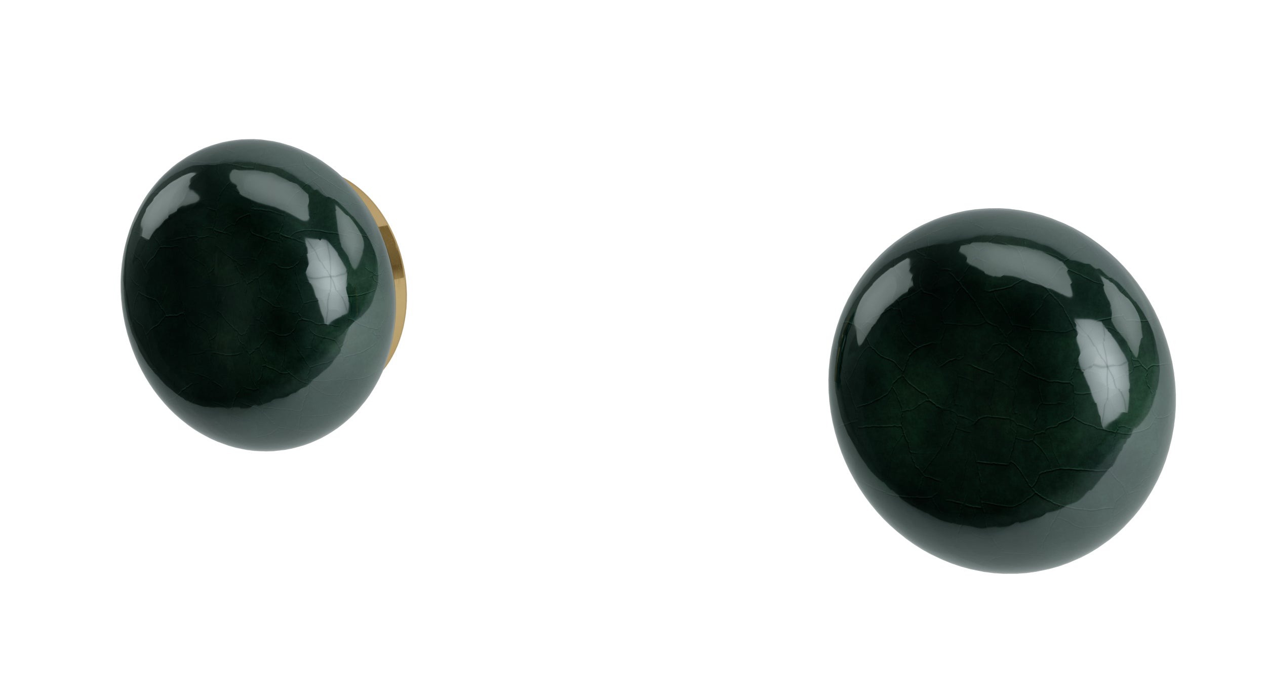 Foundry Two Handle Wall Mount Bath Trim with Pebble Ceramic Knob Handles in Uncoated Polished Brass