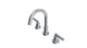 Flatiron Two Handle Deck Mount Short Gooseneck Lavatory Faucet with Linear Lever Handles in Satin Chrome