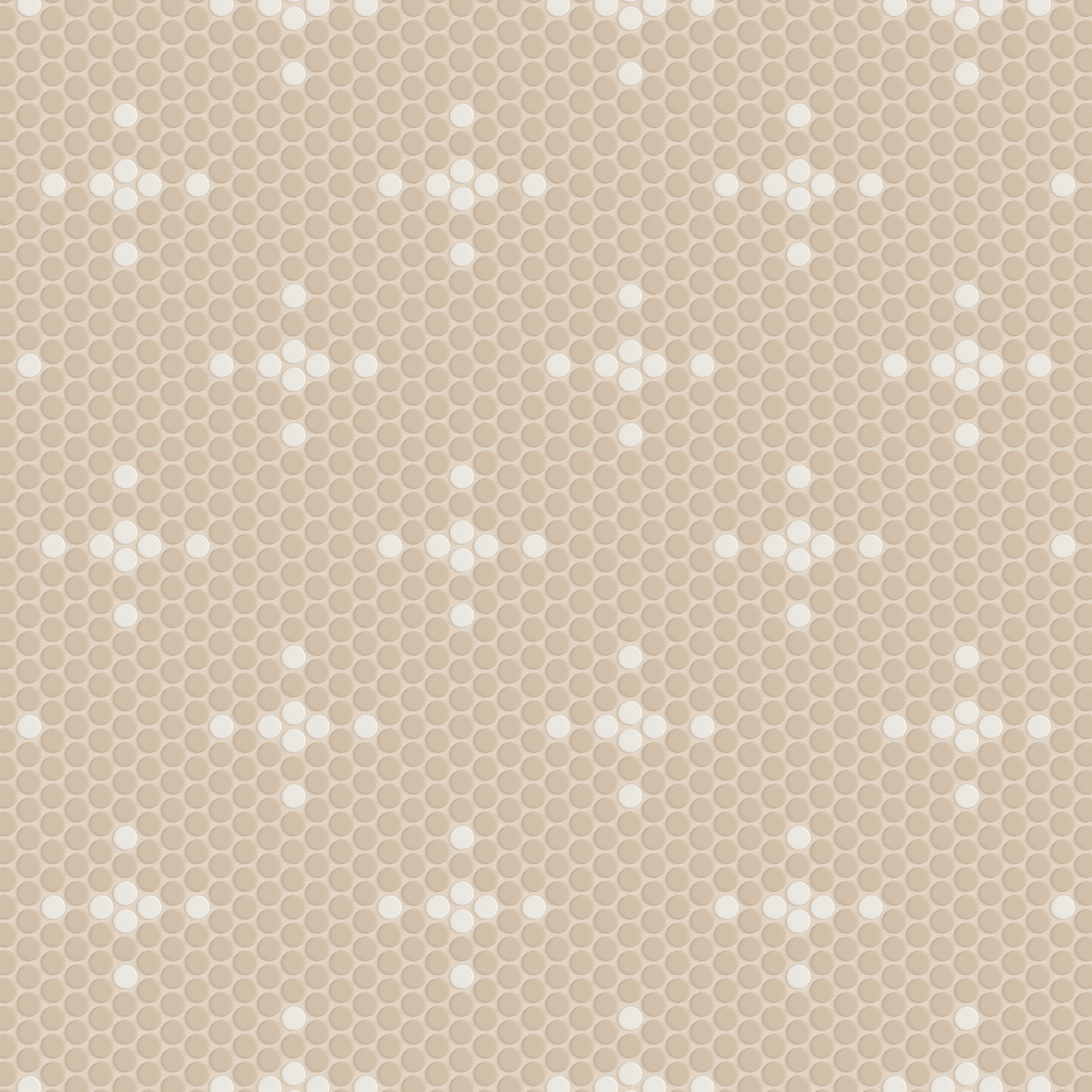 1" Penny Round Sparkle Sheeted Original Ceramic Tile in Sweet Pea Matte & Feldspar Matte