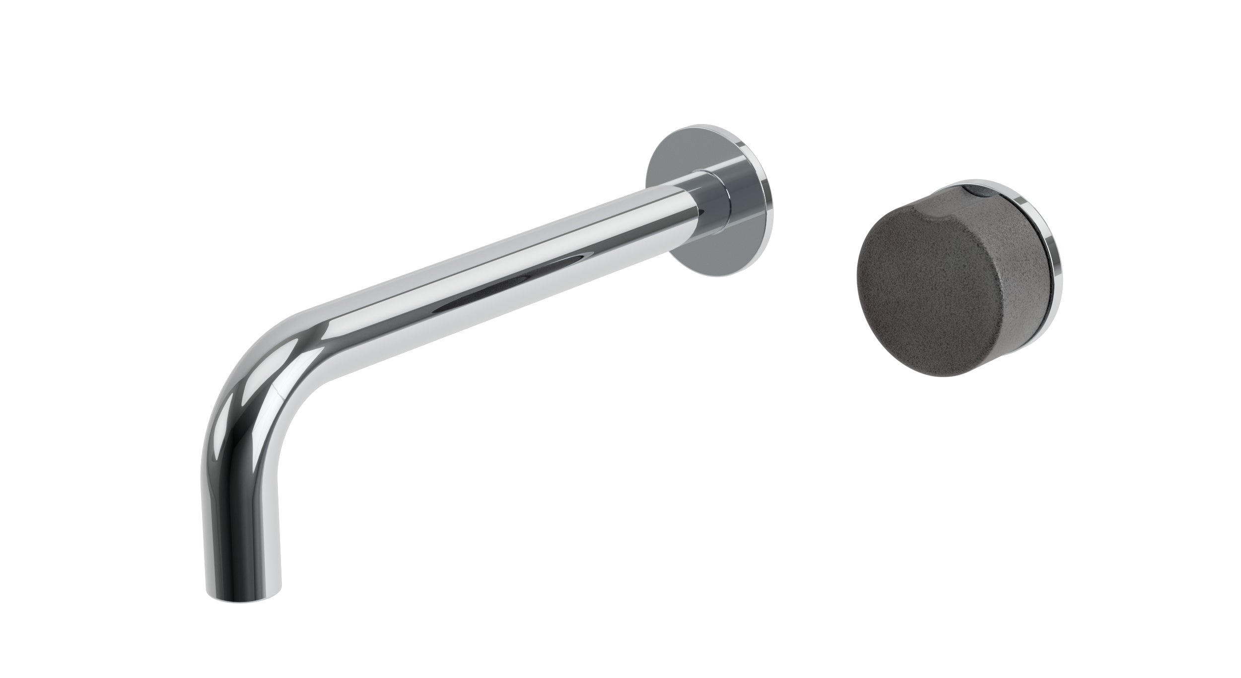 Foundry One Handle Wall Mount 7.5" Lavatory Faucet with Groove Ceramic Knob Handle in Polished Chrome