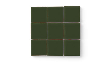 3x3 Straight Set Sheeted Original Ceramic Mosaic Tile in Hunter Green Matte