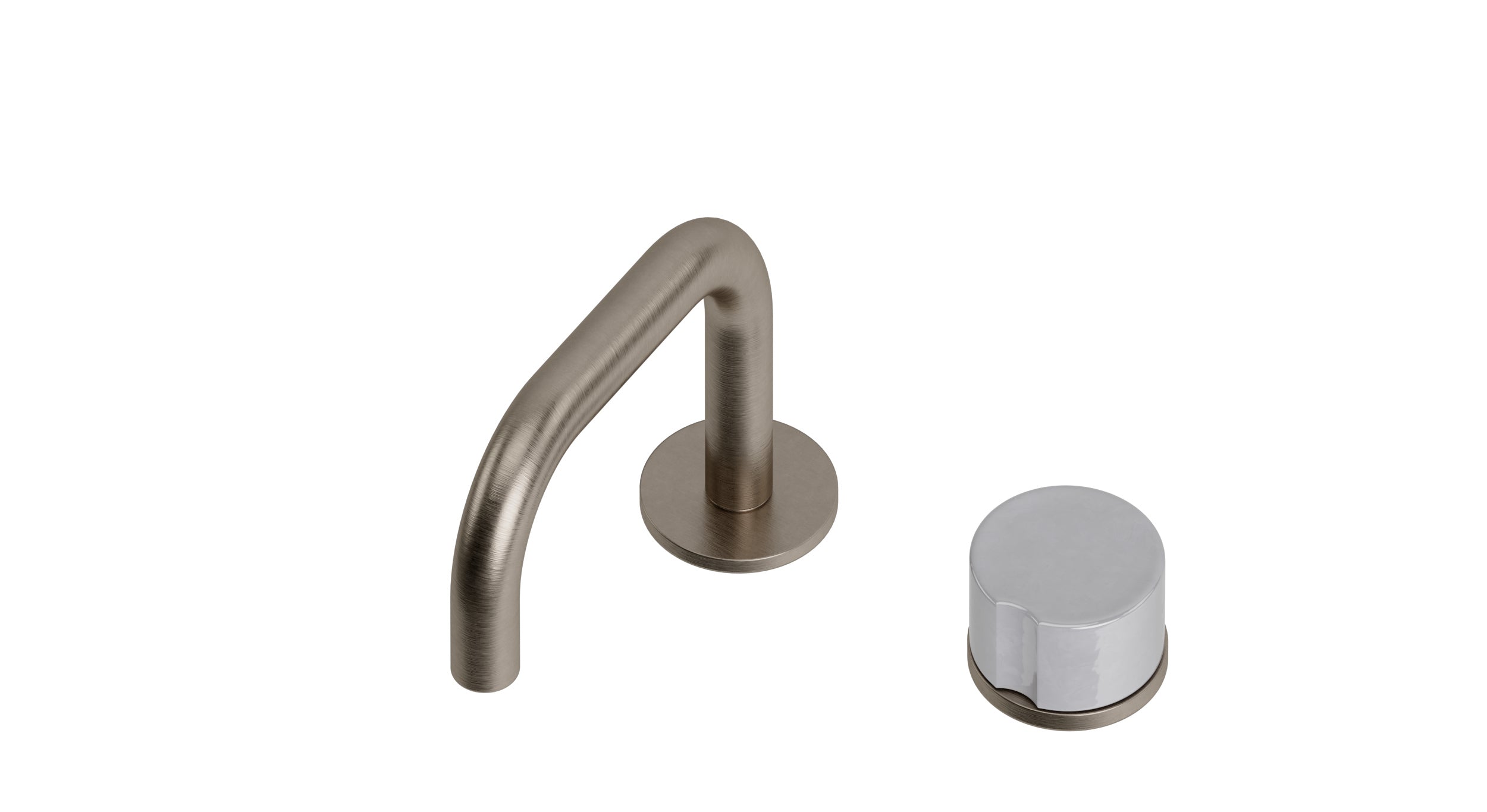 Foundry One Handle Deck Mount Squaretop Lavatory Faucet with Groove Ceramic Knob Handle in Antique Nickel