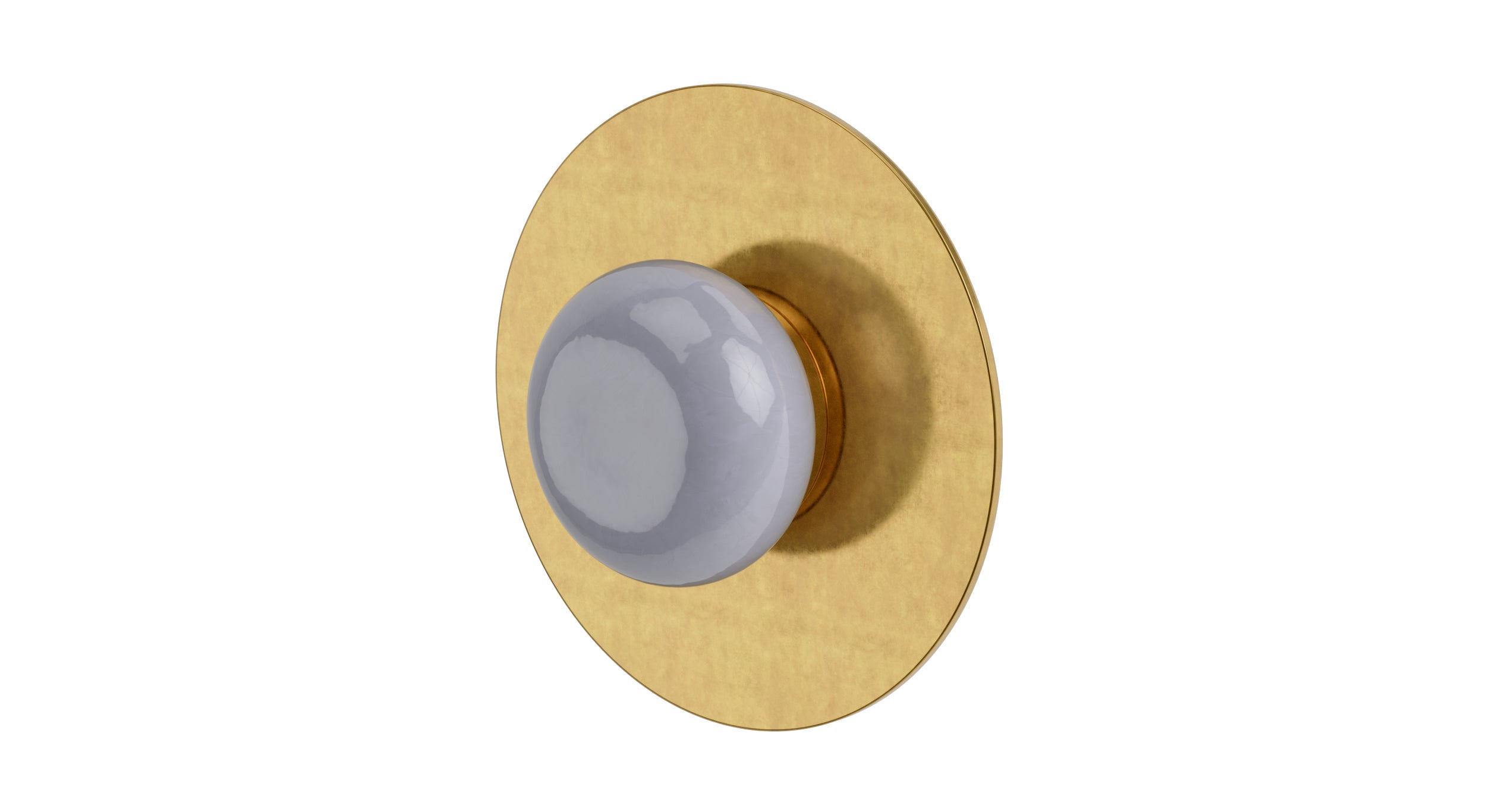 Foundry One Handle Wall Mount Shower Trim with Pebble Ceramic Knob Handle in French Brass