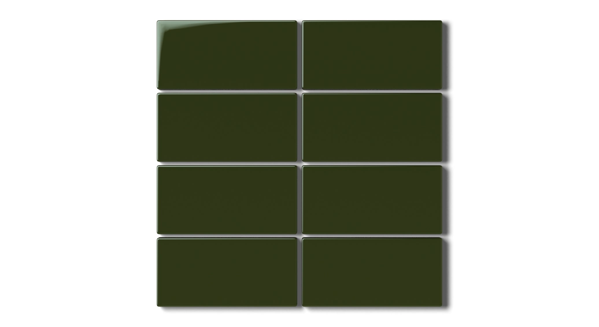 2x4 Straight Set Sheeted Natural Press Ceramic Mosaic Tile in Green Apatite Gloss