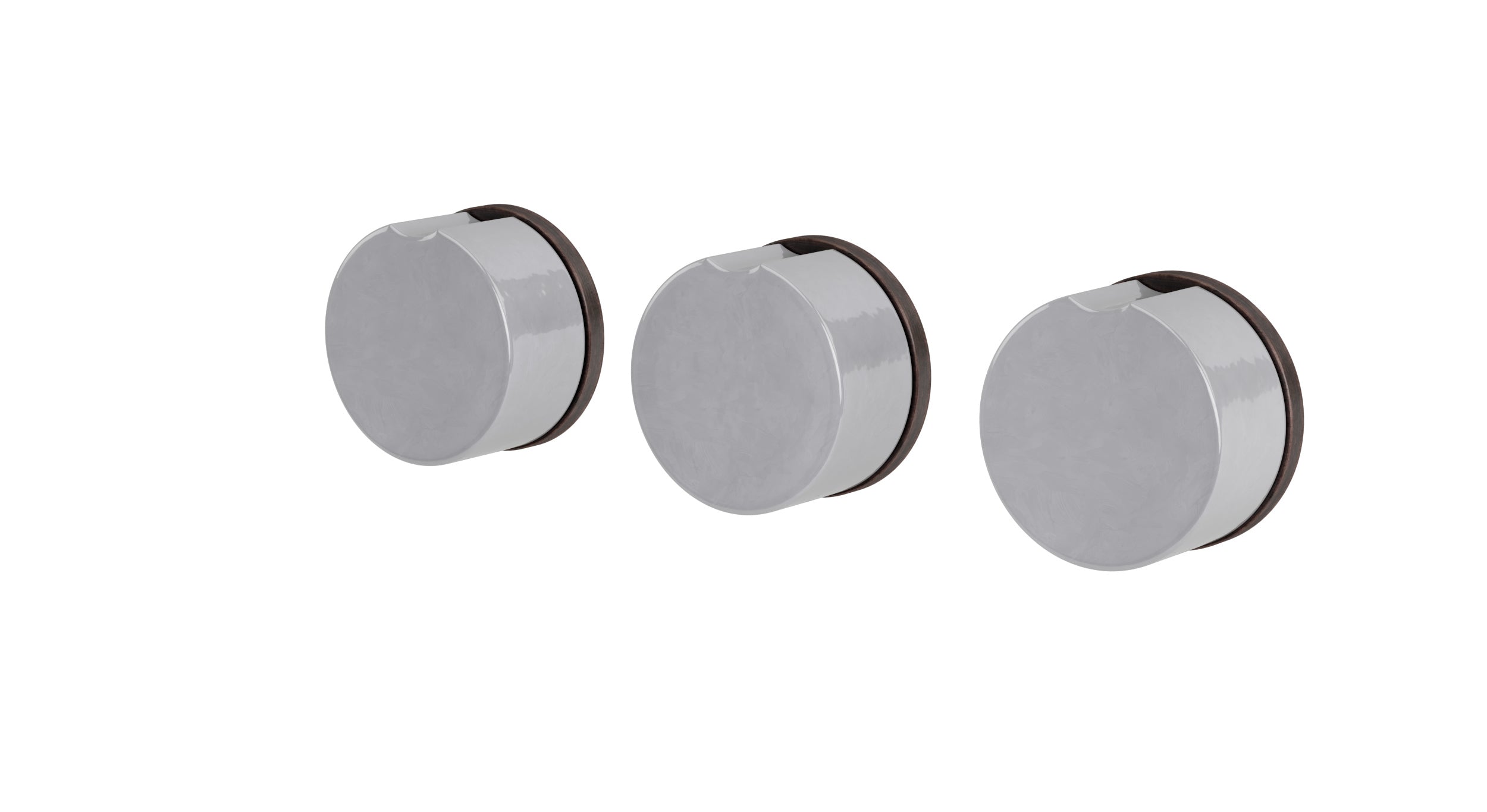 Foundry Three Handle Wall Mount Bath Trim with Diverter/Volume Control and Groove Ceramic Knob Handles in Antique Bronze
