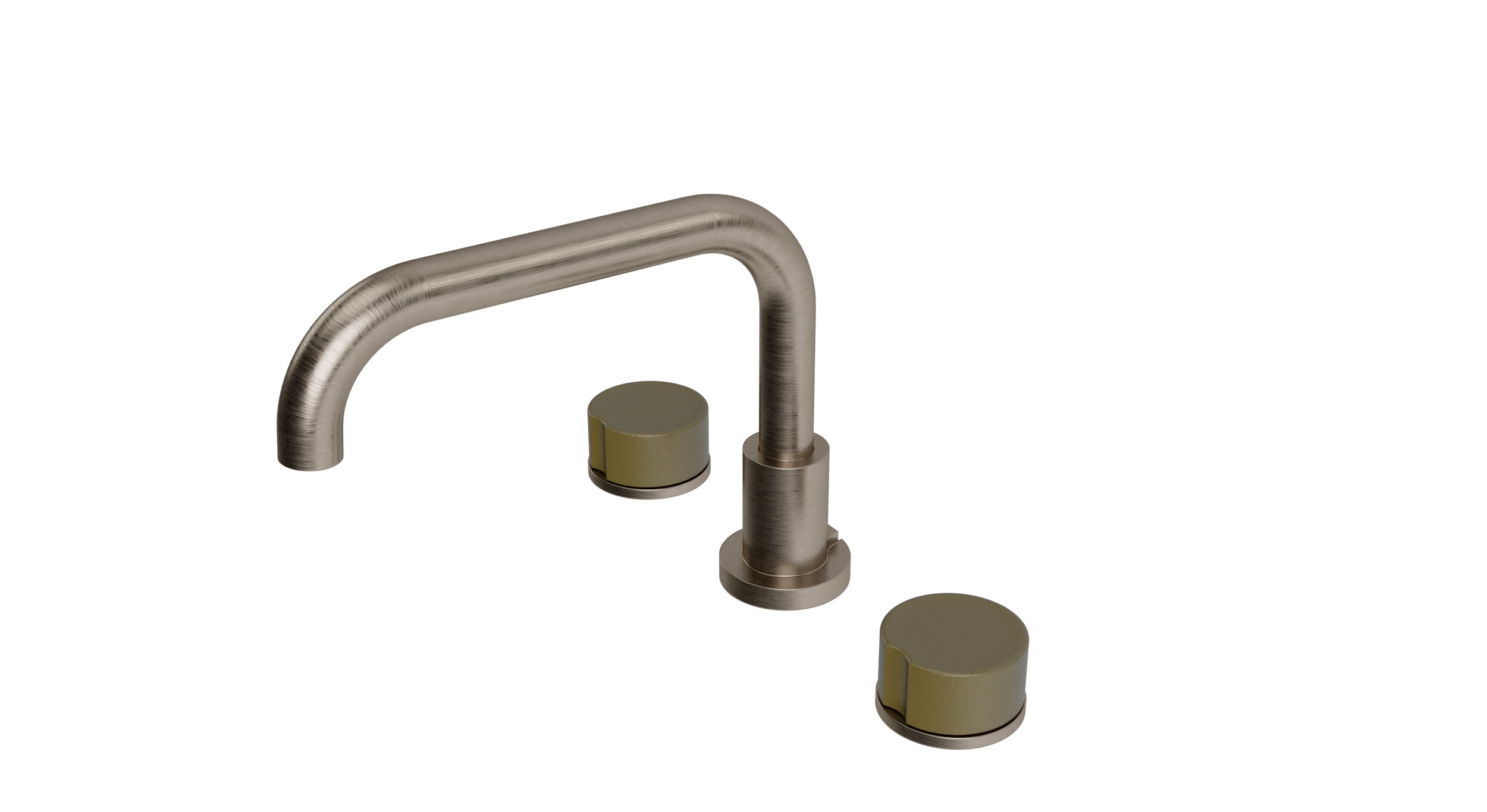 Foundry Two Handle Deck Mount Squaretop Bath Trim with Groove Ceramic Knob Handles in Antique Nickel