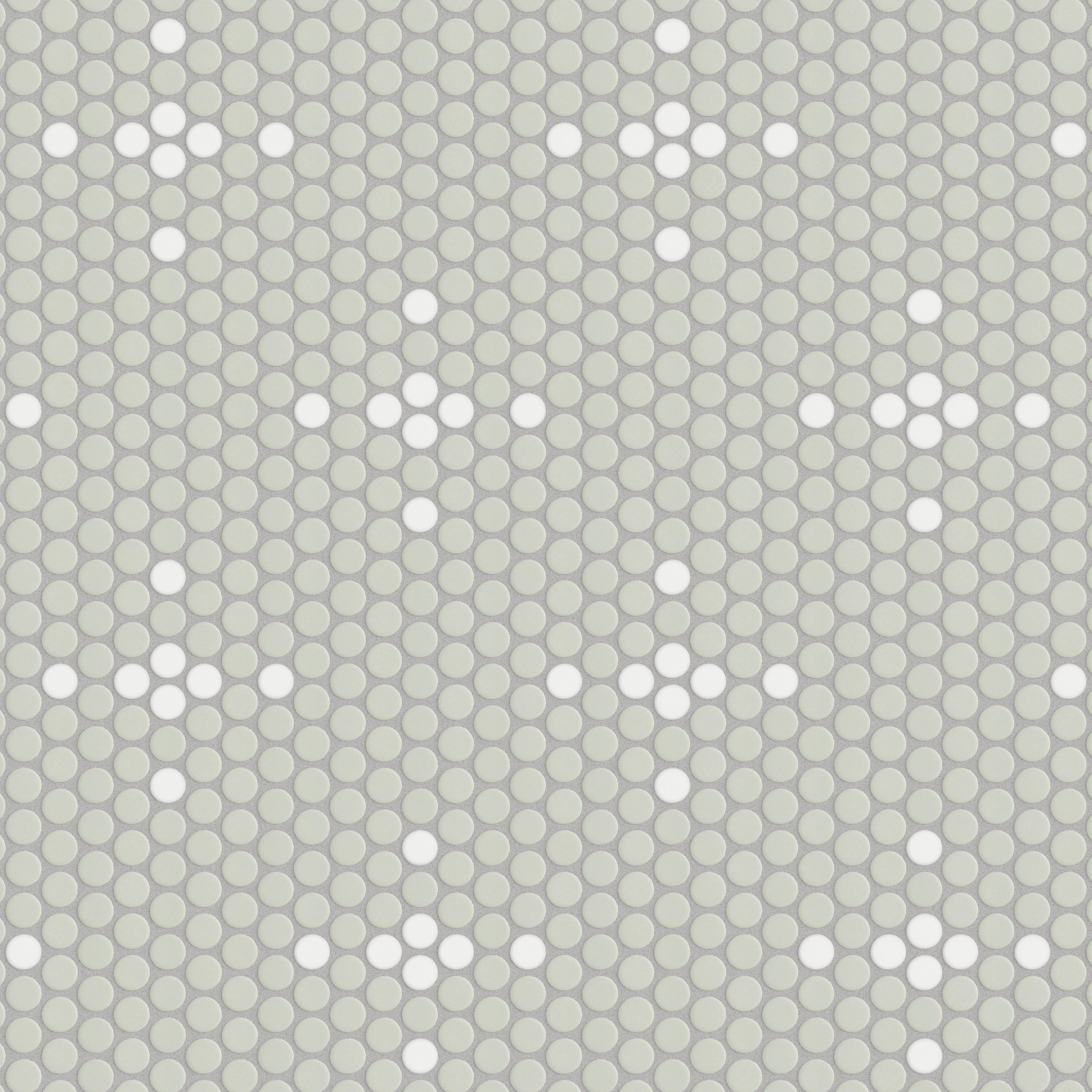 1" Penny Round Sparkle Sheeted Original Ceramic Tile in Overcast Matte & Calcite Matte