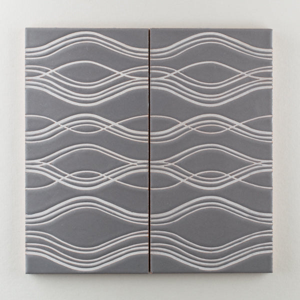 6x12 Handpainted Tile Ripple in Cool Motif