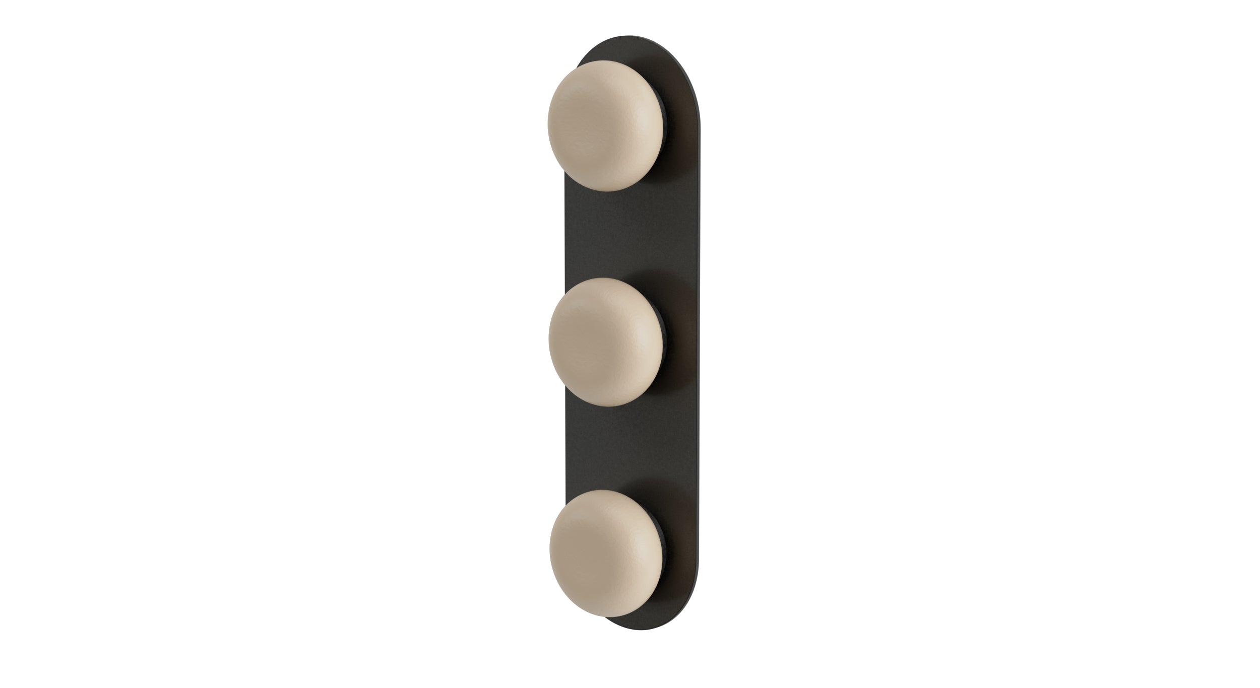 Foundry Three Handle Wall Mount Shower Trim with Pebble Ceramic Knob Handles in Blackened Nickel