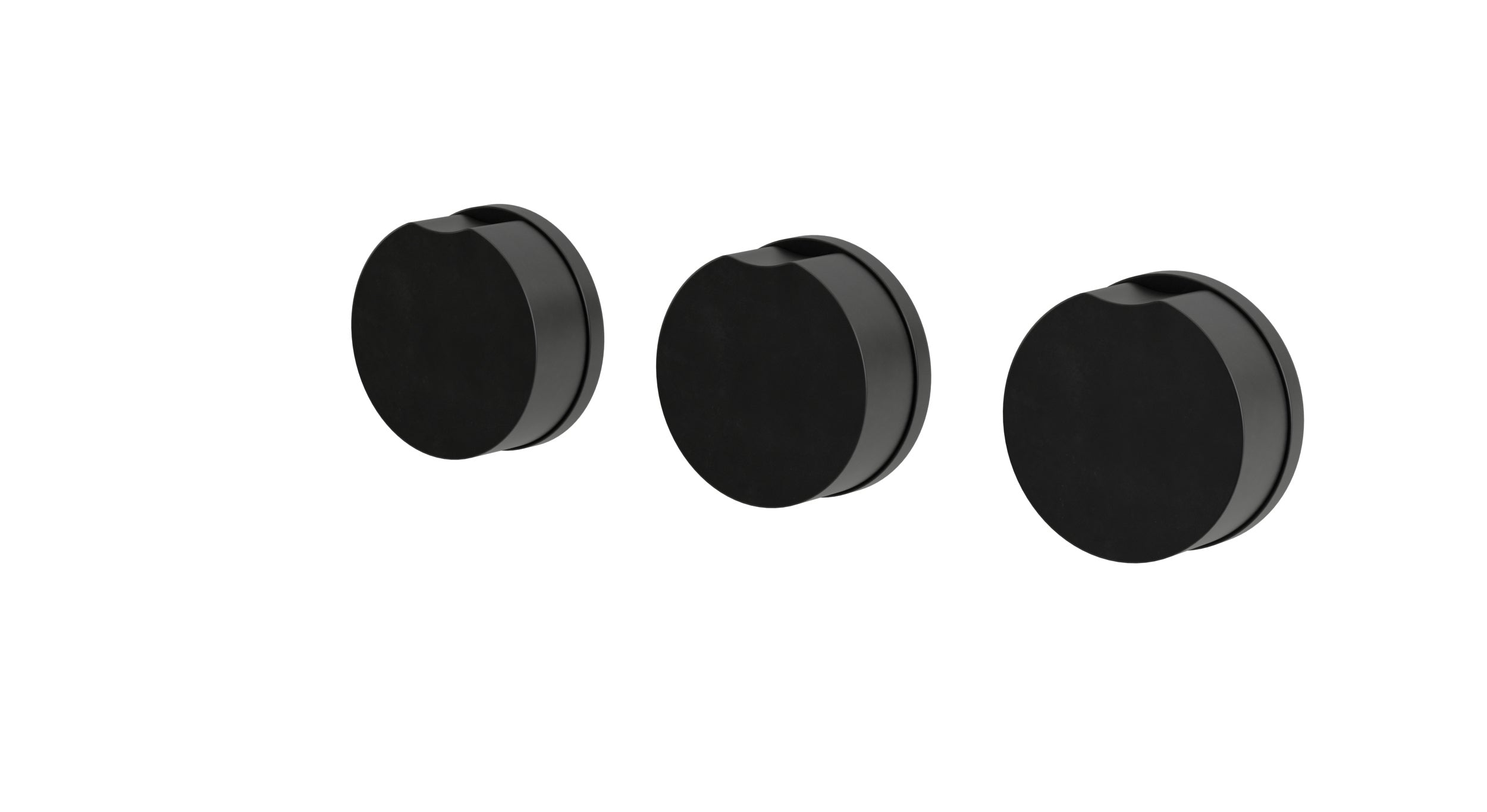 Foundry Three Handle Wall Mount Bath Trim with Diverter/Volume Control and Circle Knob Handles in Oil Rubbed Bronze