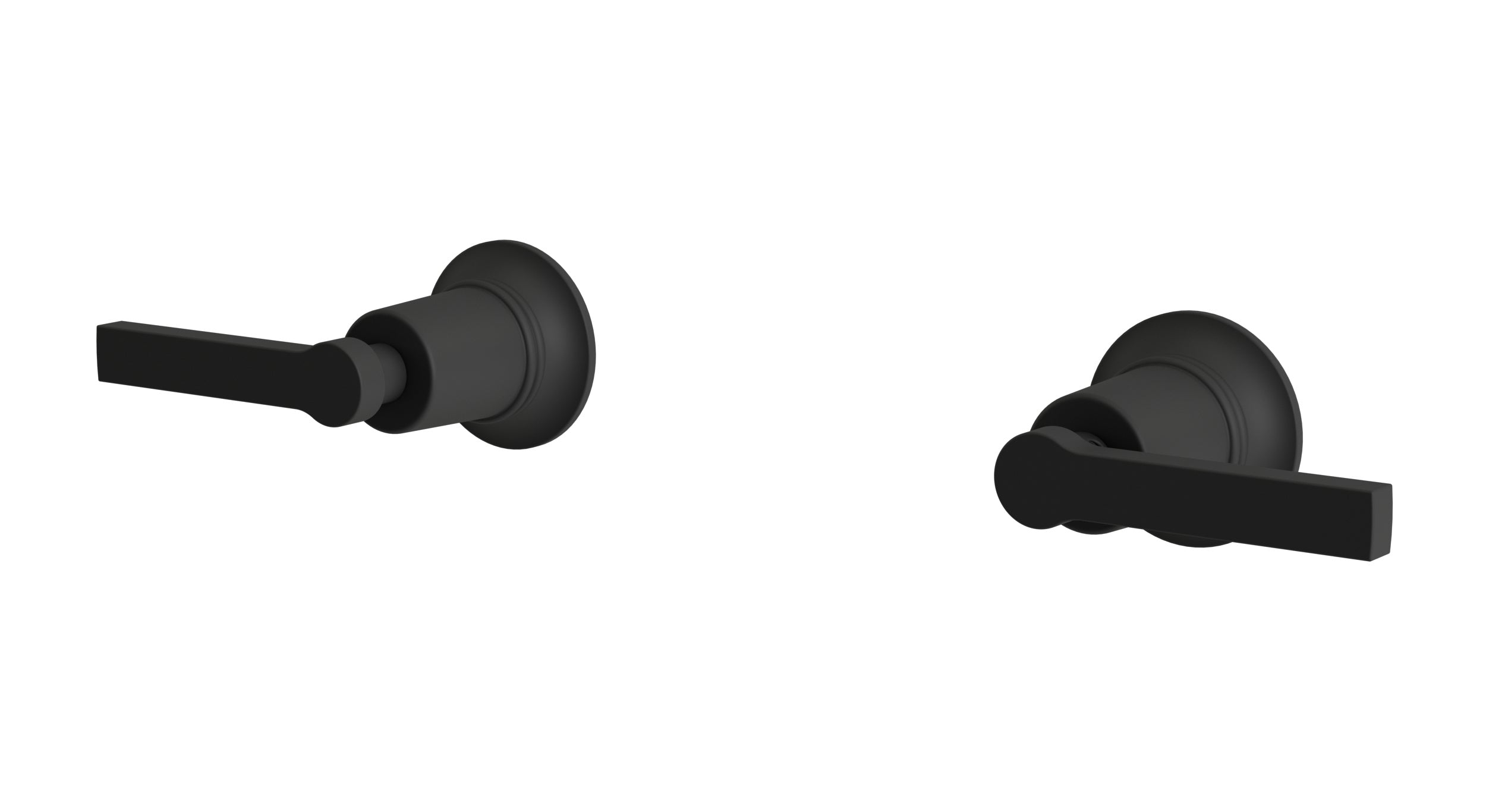 Emerson Two Handle Wall Mount Bath Trim with Classic Lever Handles in Matte Black