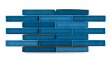 1x6 Half Offset Sheeted Original Ceramic Mosaic Tile in Adriatic Sea Gloss
