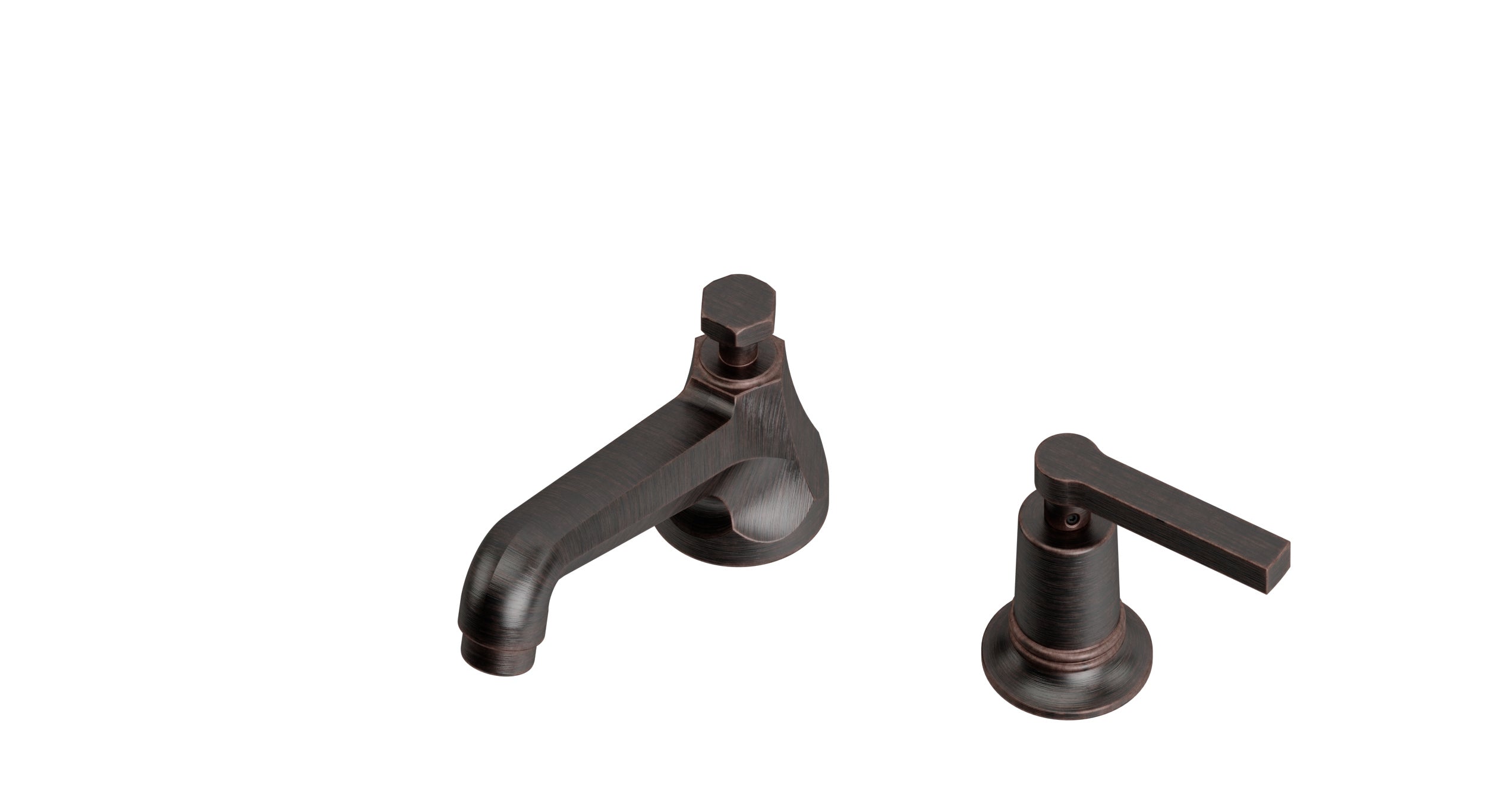 Emerson One Handle Deck Mount Low Hexagon Lavatory Faucet with Classic Lever Handle in Antique Bronze