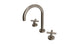 Contour Two Handle Deck Mount Gooseneck Lavatory Faucet with Soft Cross Handles in Antique Nickel