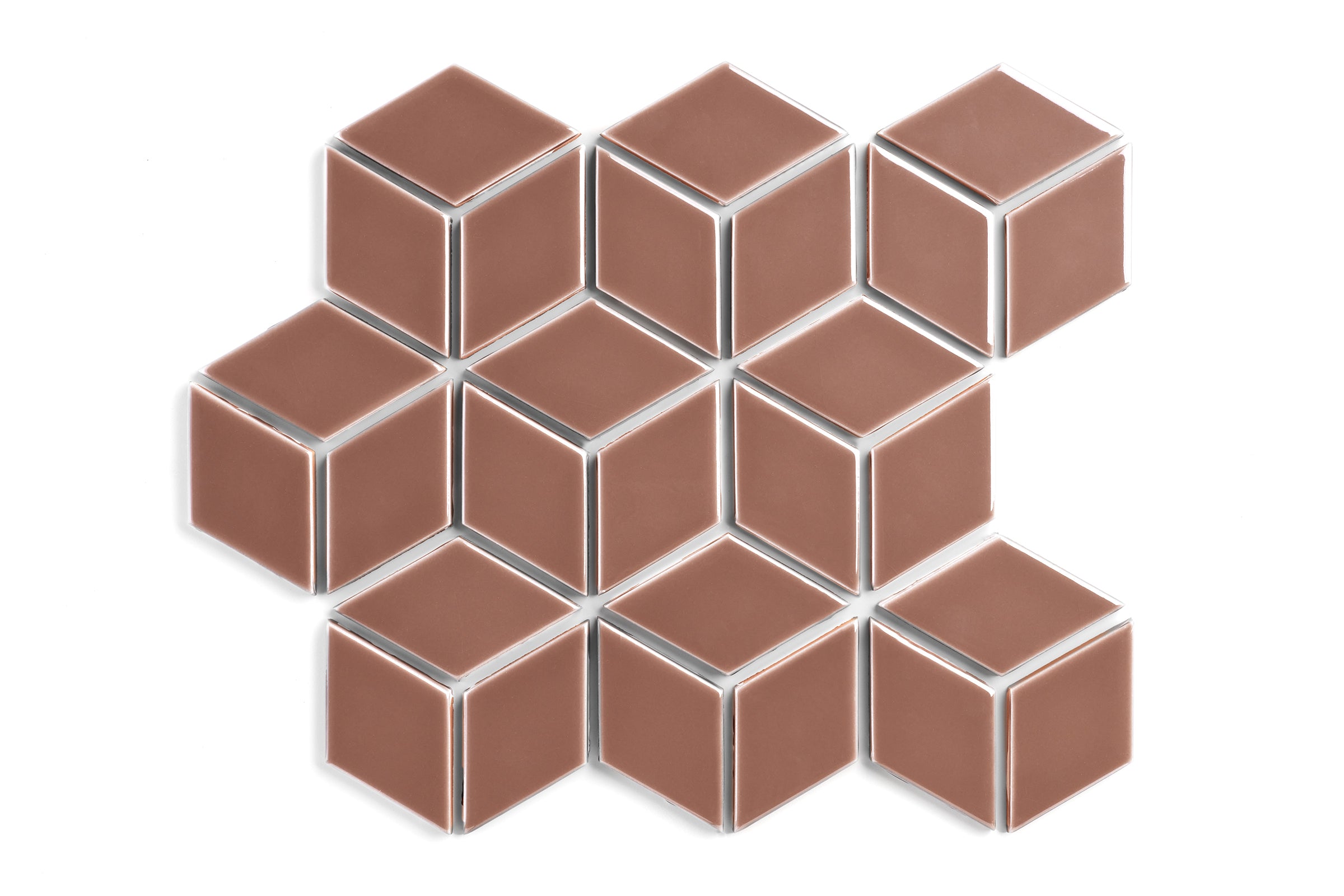Small Diamond Sheeted - Escher Original Ceramic Mosaic Tile in Mauve Gloss