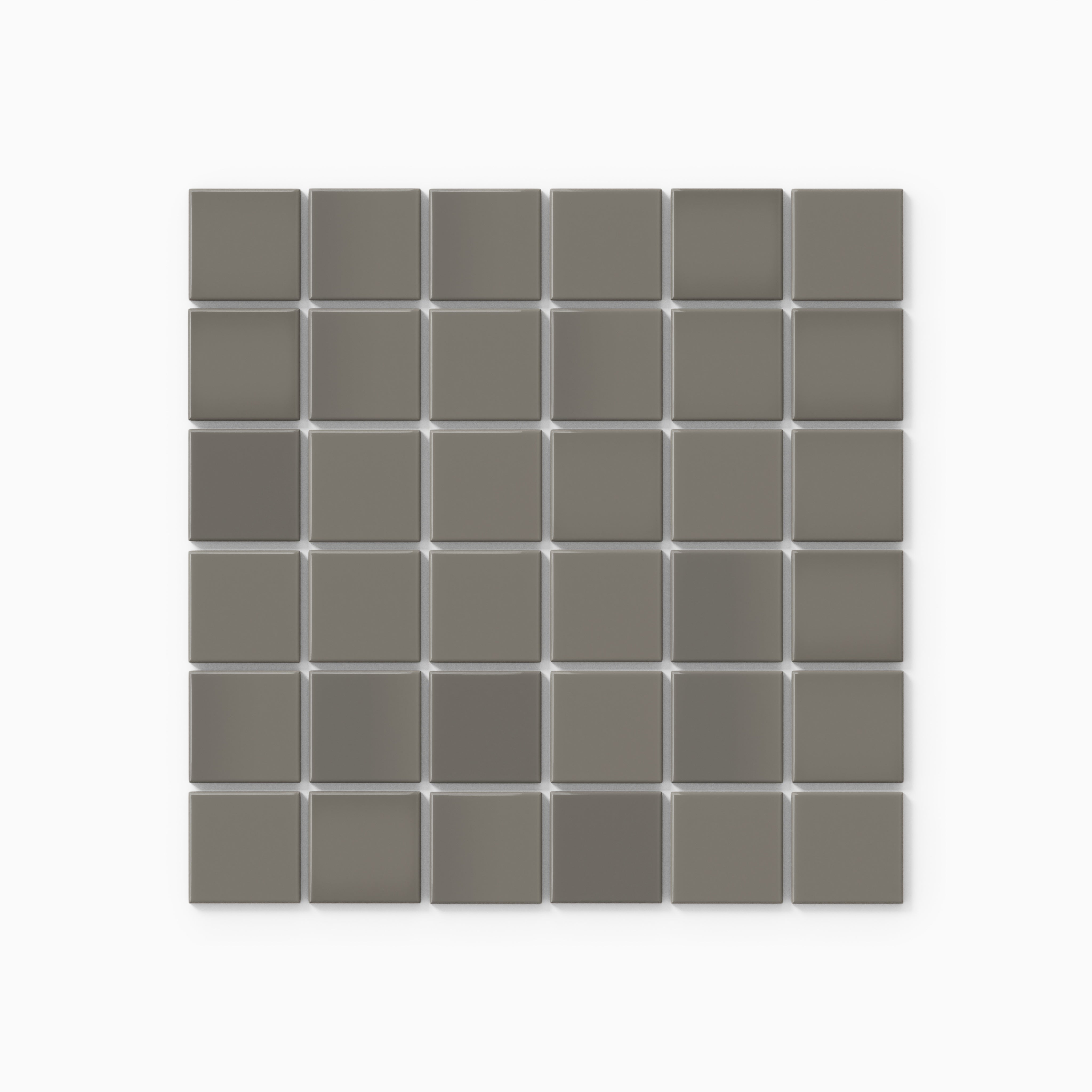 2x2 Straight Set Sheeted Natural Press Ceramic Mosaic Tile in Timberline Gloss