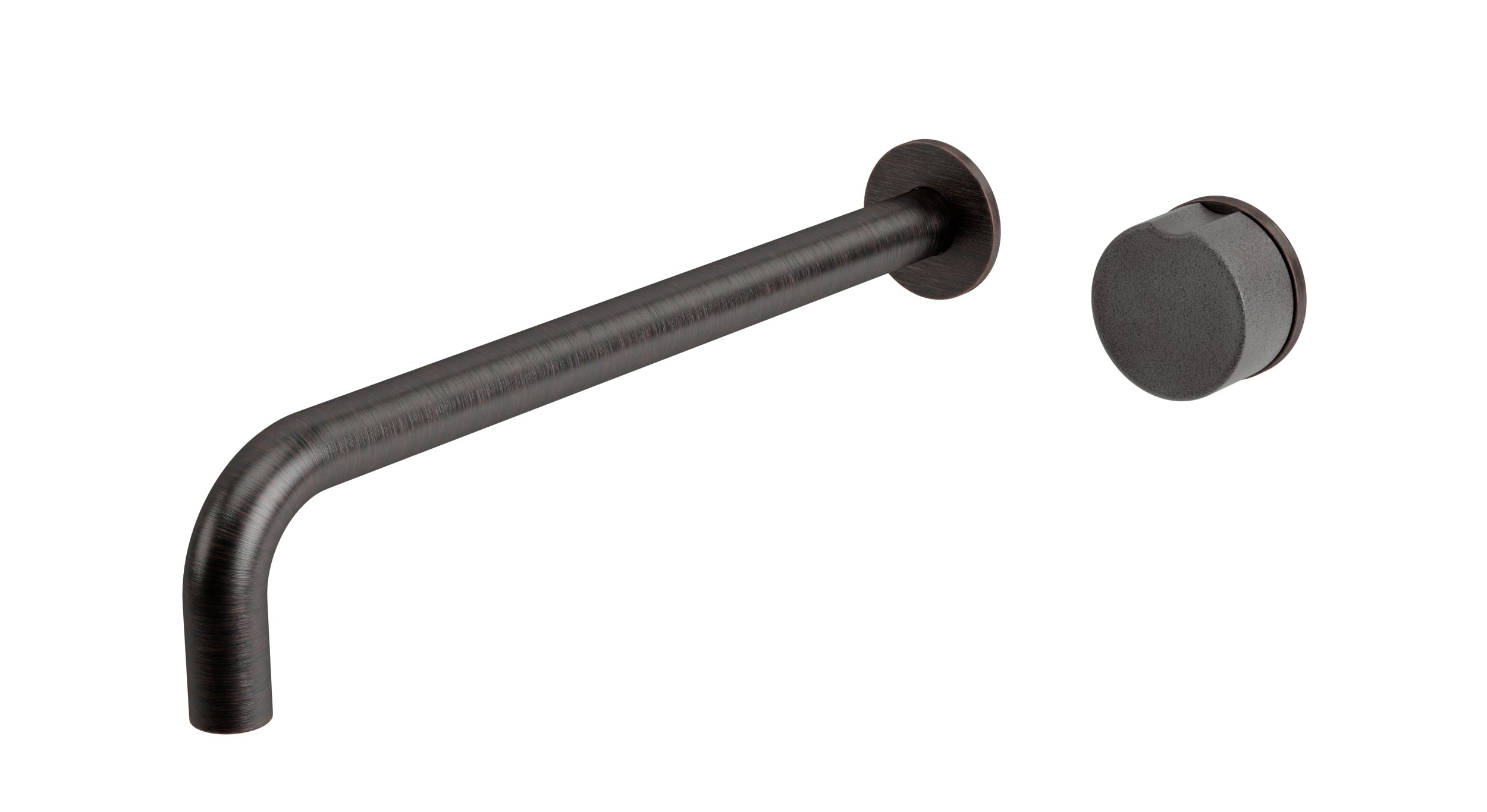 Foundry One Handle Wall Mount 12" Lavatory Faucet with Pebble Ceramic Knob Handle in Antique Bronze