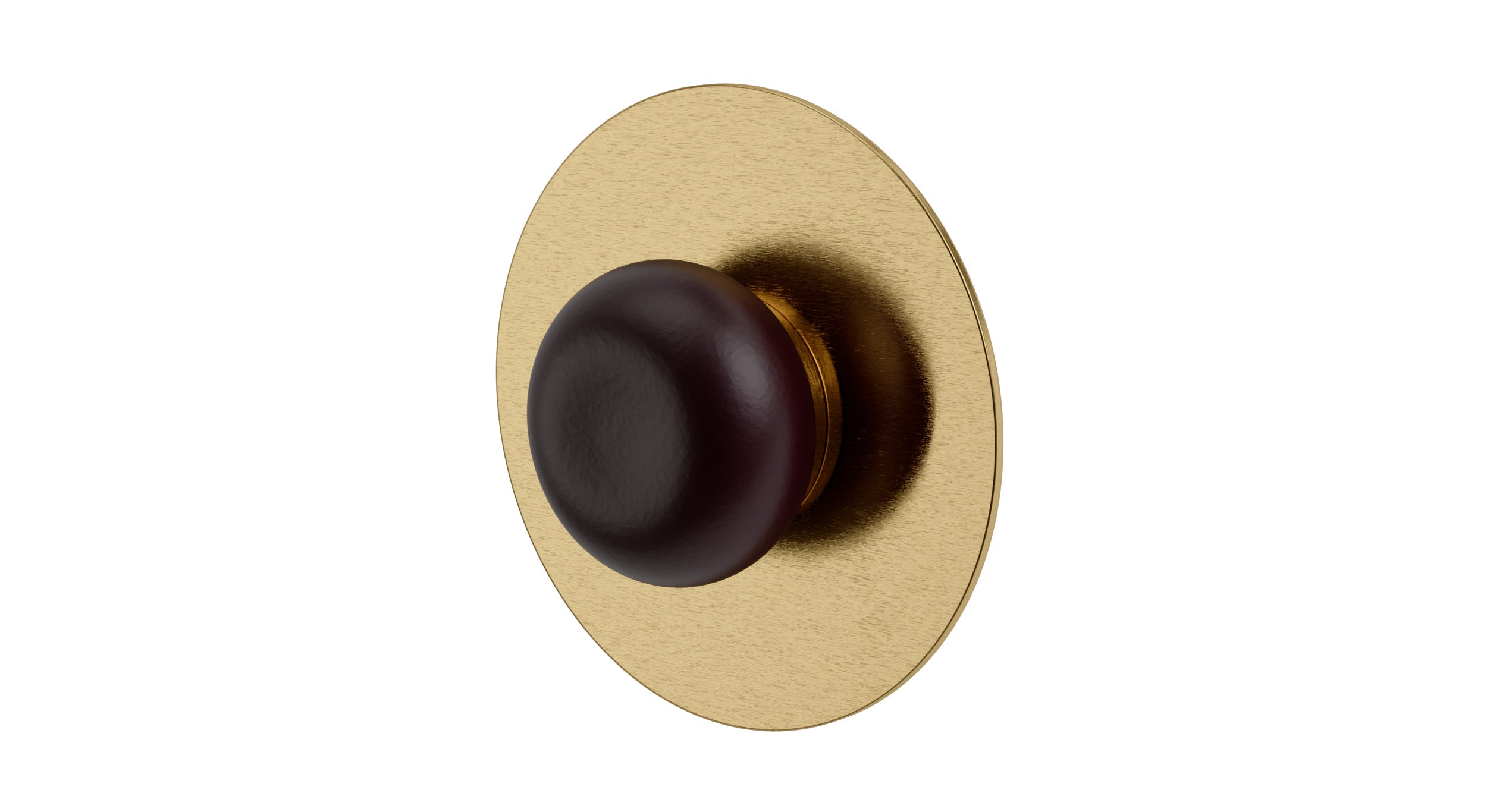 Foundry One Handle Wall Mount Shower Trim with Pebble Ceramic Knob Handle in Satin Brass