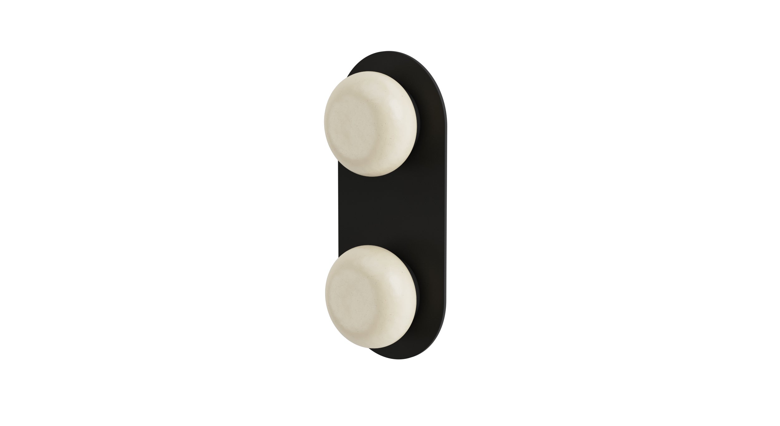 Foundry Two Handle Wall Mount Shower Trim with Pebble Ceramic Knob Handles in Matte Black