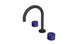 Foundry Two Handle Deck Mount Gooseneck Lavatory Faucet with Groove Ceramic Knob Handles in Matte Black