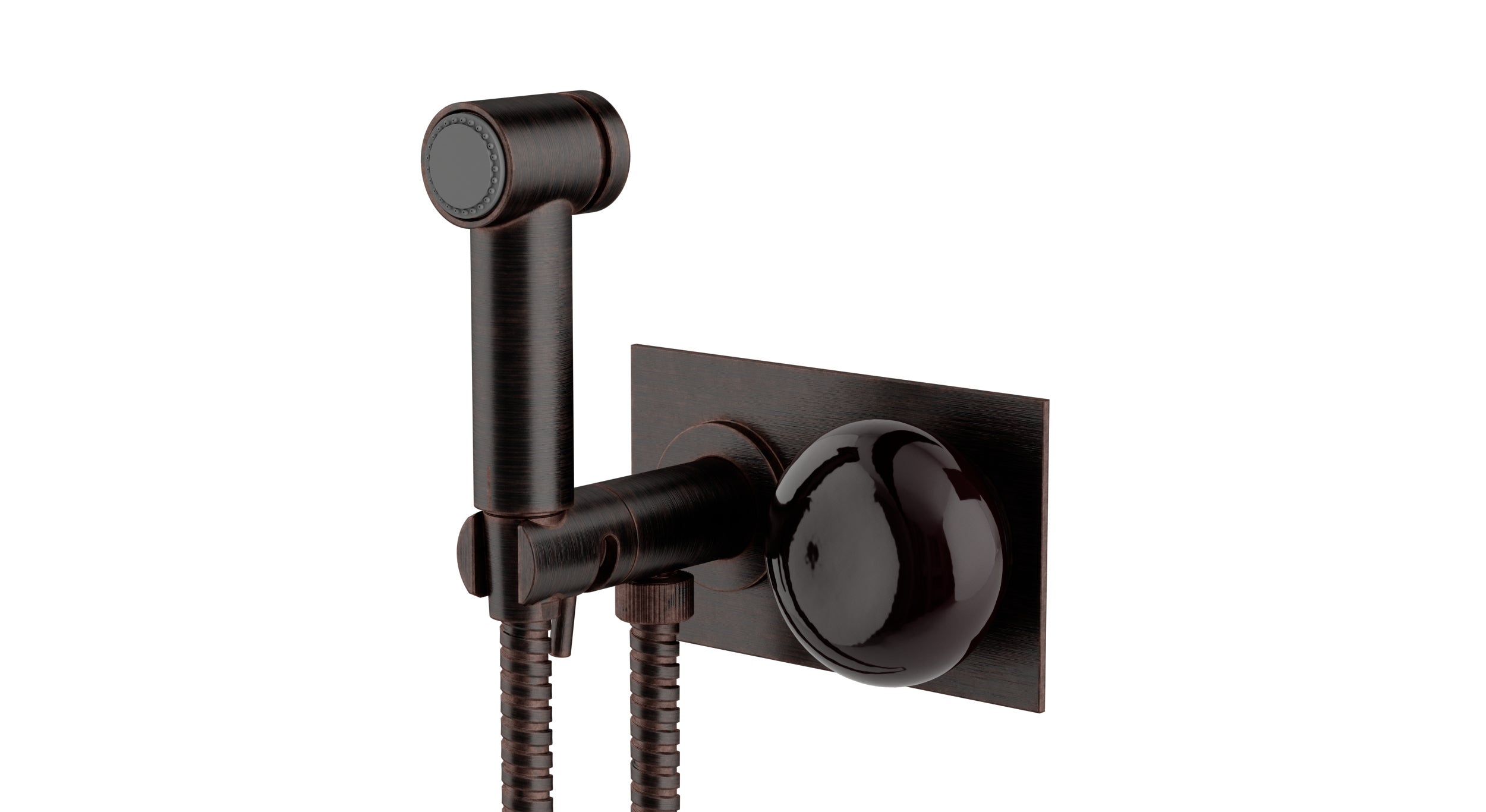 Foundry One Handle Wall Mount Bidet Trim with Pebble Ceramic Knob Handle in Antique Bronze