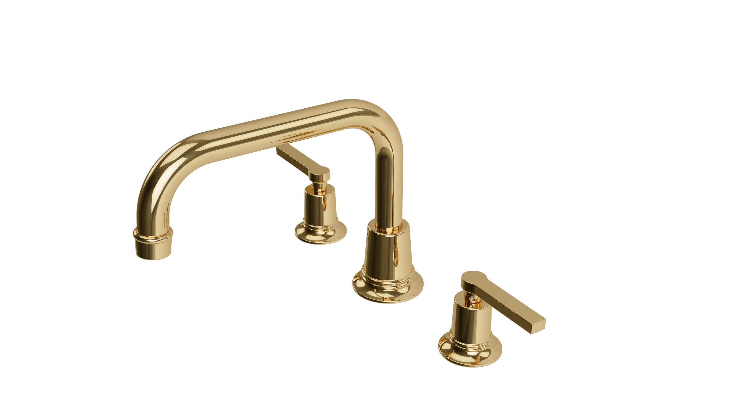 Emerson Two Handle Deck Mount Squaretop Bath Trim with Classic Lever Handles in Polished Brass