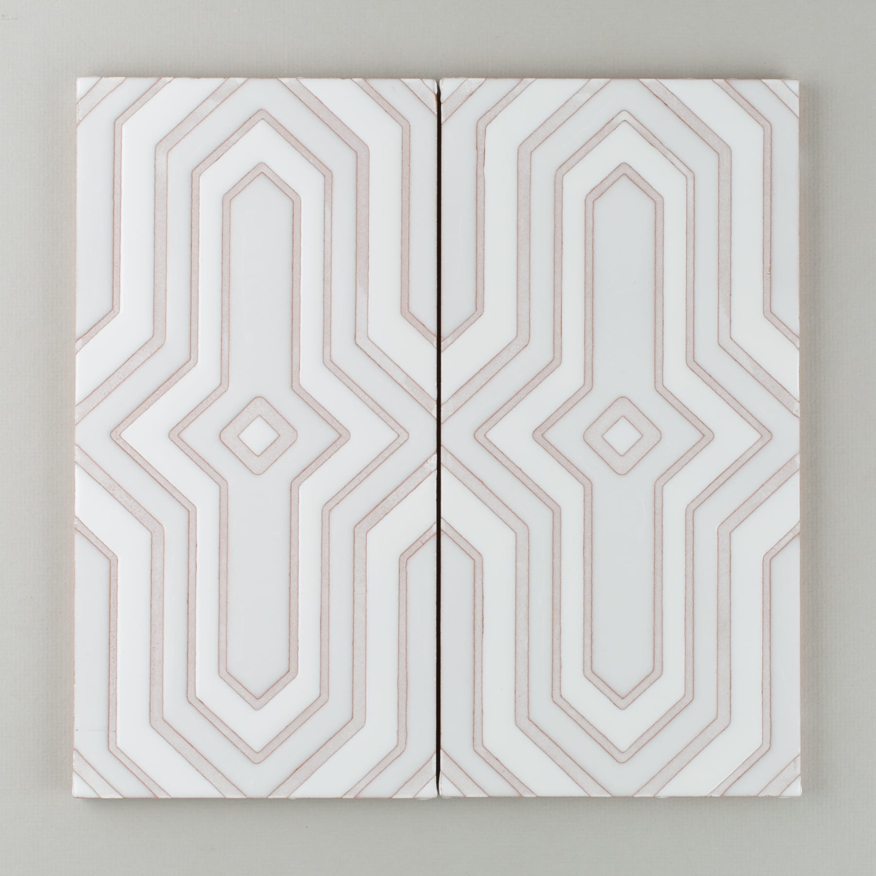 6x12 Handpainted Tile Mazagan in White Motif