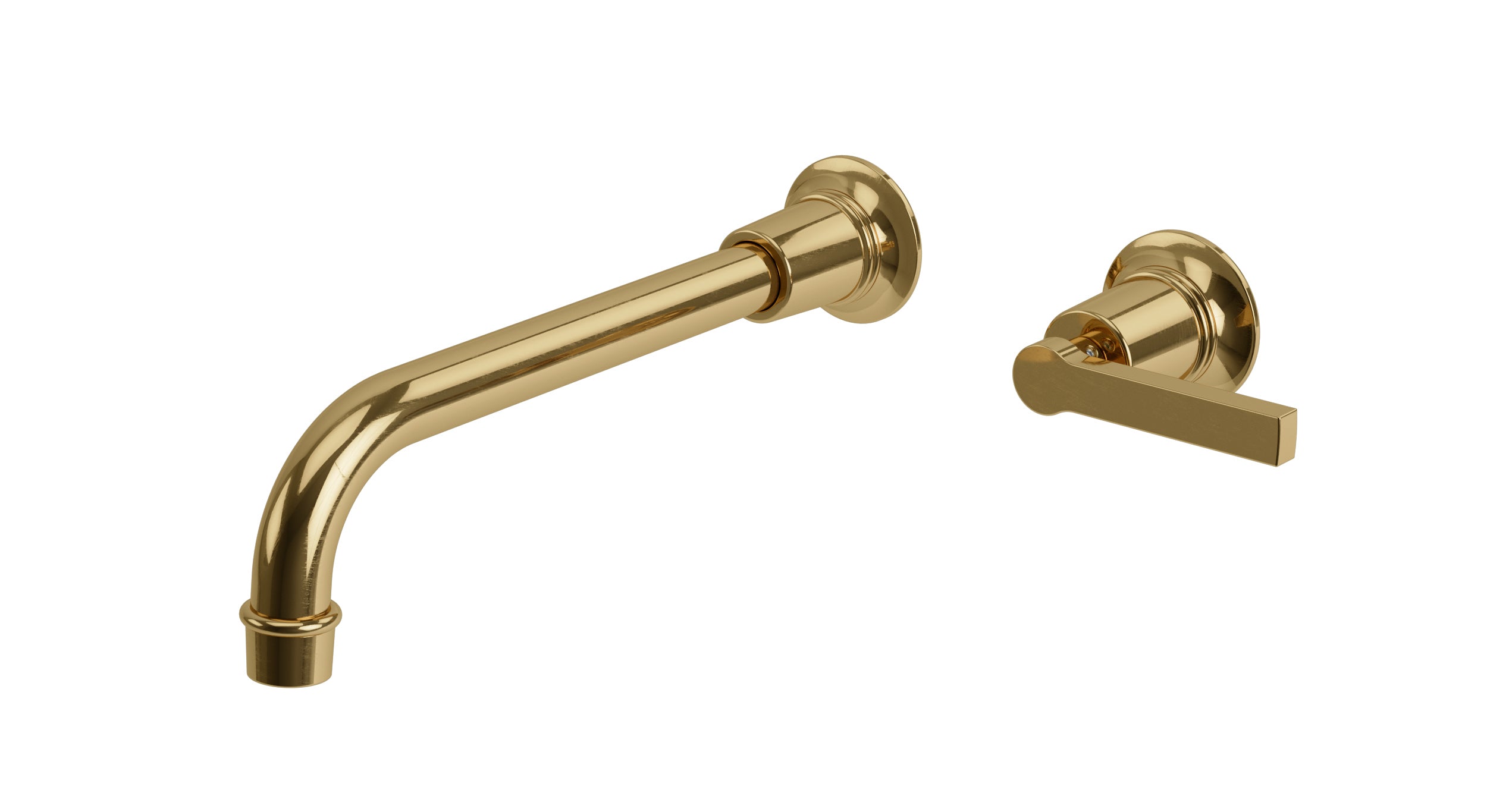 Emerson One Handle Wall Mount 10" Lavatory Faucet with Classic Lever Handle in Uncoated Polished Brass