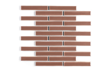 1x6 Half Offset Sheeted Original Ceramic Mosaic Tile in Mauve Gloss