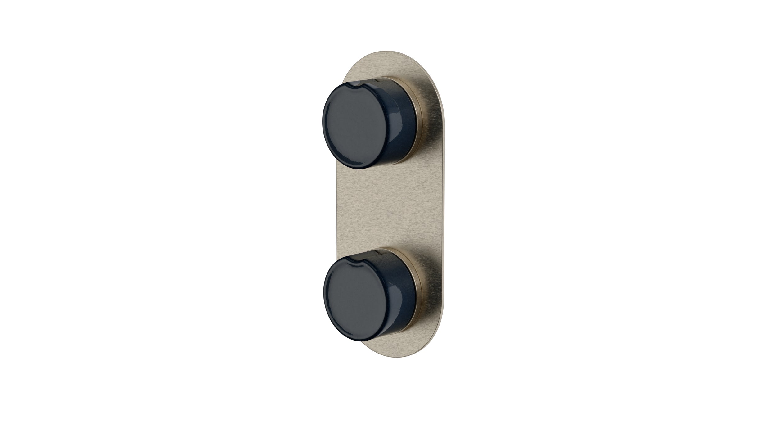 Foundry Two Handle Wall Mount Shower Trim with Groove Ceramic Knob Handles in Satin Nickel