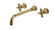 Emerson Two Handle Wall Mount 12" Lavatory Faucet with Defined Cross Handles in Uncoated Polished Brass