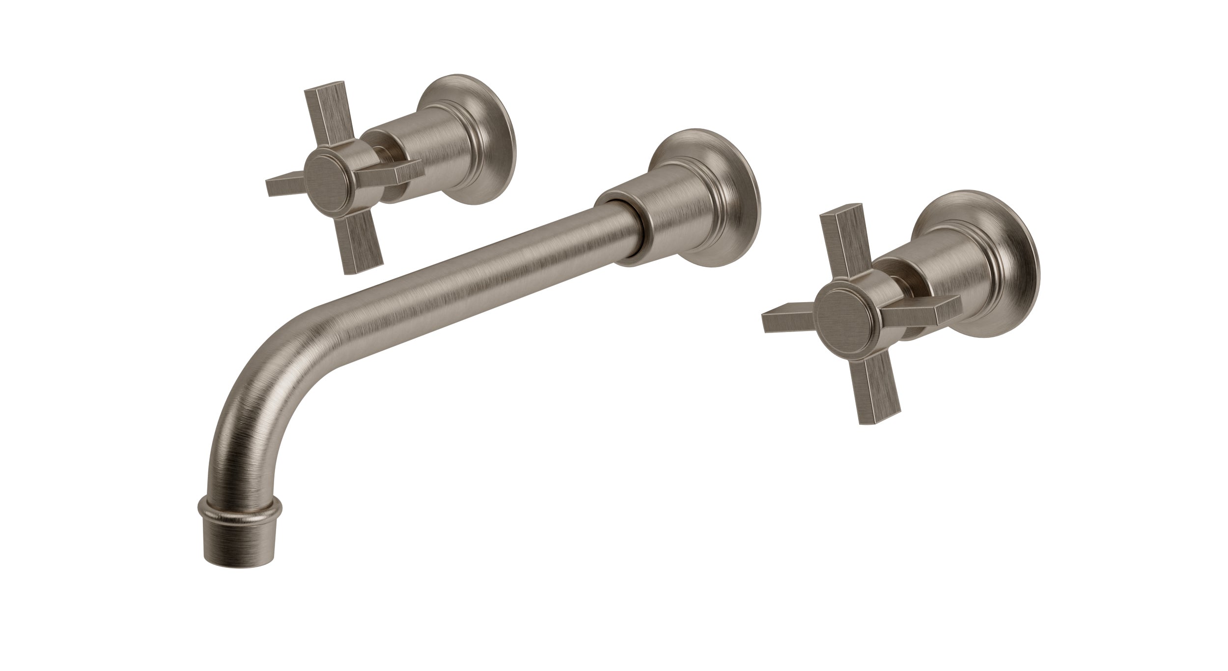 Emerson Two Handle Wall Mount 10" Lavatory Faucet with Defined Cross Handles in Antique Nickel