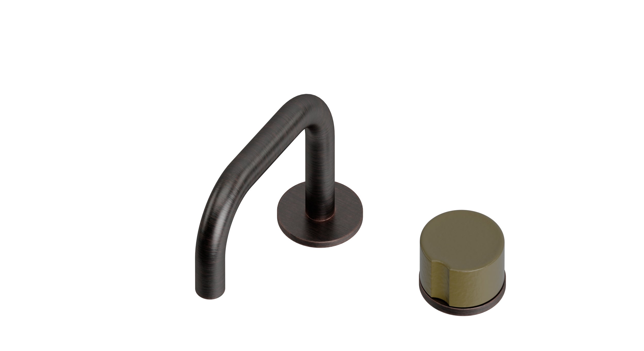 Foundry One Handle Deck Mount Squaretop Lavatory Faucet with Groove Ceramic Knob Handle in Antique Bronze