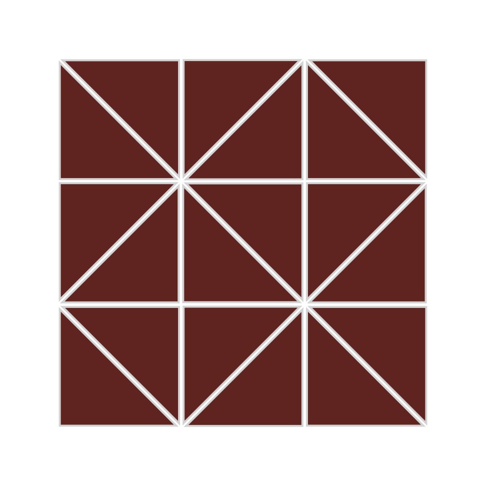 3" Triangle Sheeted - Quadrant Original Ceramic Mosaic Tile in Vintage Leather Gloss