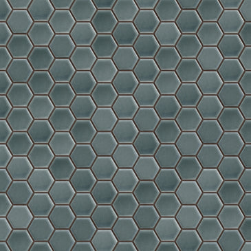 1" Hexagon Sheeted Original Ceramic Mosaic Tile in Tempest Gloss