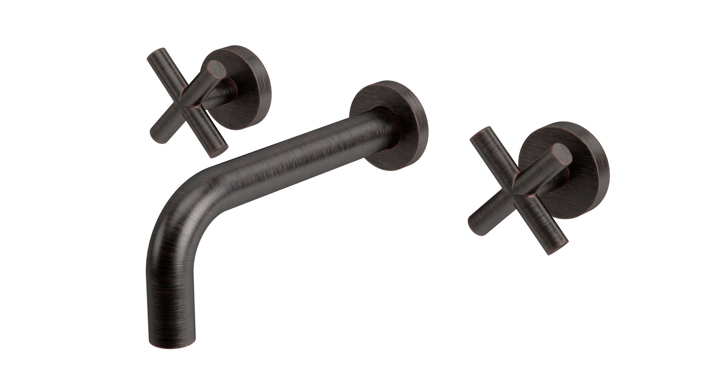 Contour Two Handle Wall Mount 7.5" Lavatory Faucet with Soft Cross Handles in Antique Bronze
