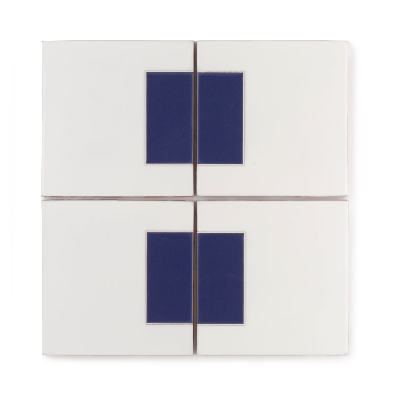 4x4 Handpainted Tile Dot Dash 4 in Lapis