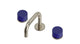 Foundry Two Handle Deck Mount Squaretop Lavatory Faucet with Groove Ceramic Knob Handles in French Nickel