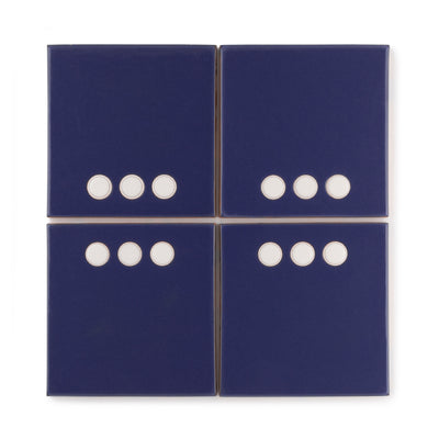 6x6 Handpainted Sample Dot Dash 3  in Lapis