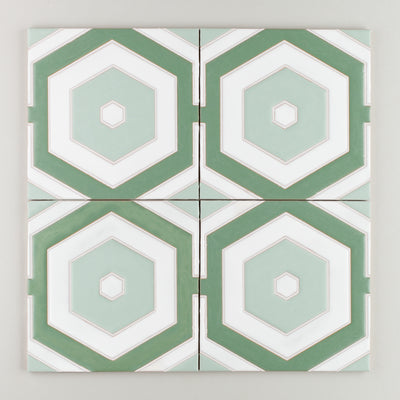 8x8 Handpainted Sample Tortoise Shell  in Green Motif