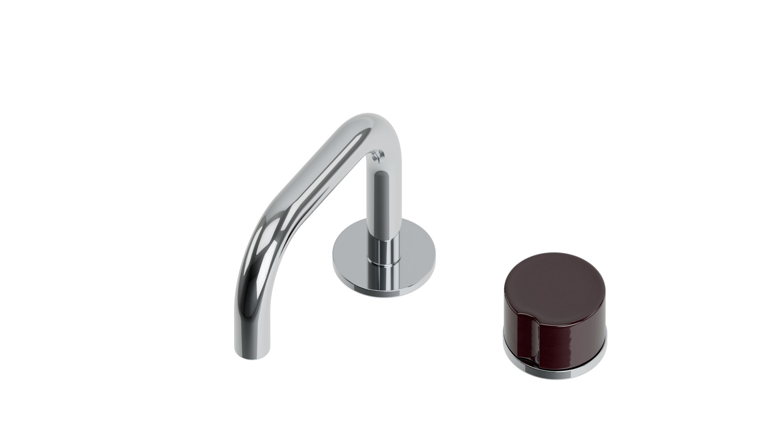 Foundry One Handle Deck Mount Squaretop Lavatory Faucet with Groove Ceramic Knob Handle in Polished Chrome