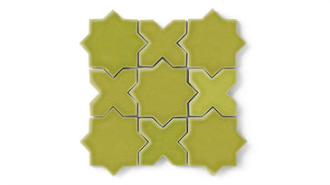 Mini Star & Cross Original Ceramic Tile in Palm Tree Gloss
