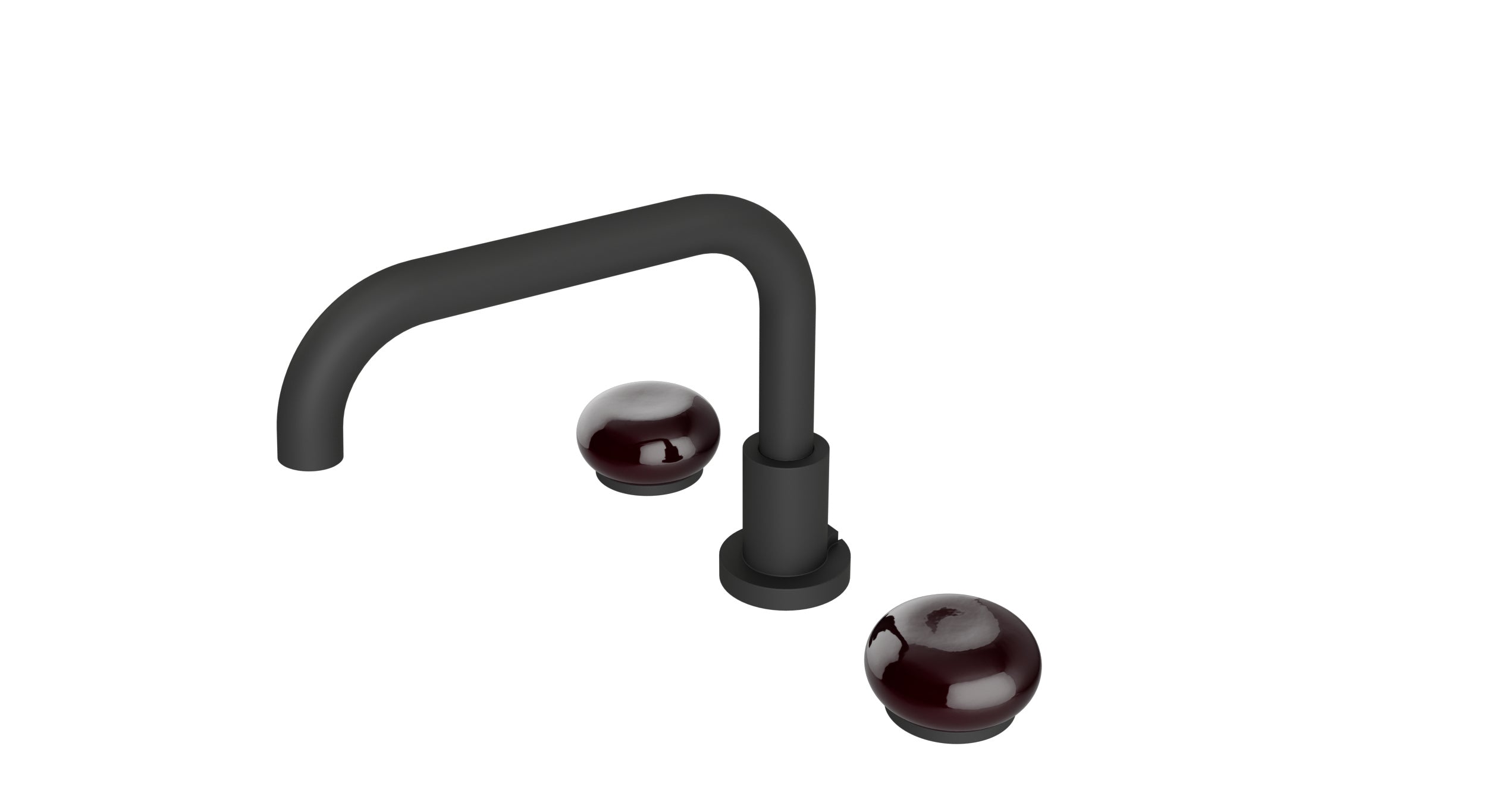 Foundry Two Handle Deck Mount Squaretop Bath Trim with Pebble Ceramic Knob Handles in Matte Black