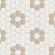 2" Hexagon Double Daisy Sheeted Original Ceramic Tile in Calcite Matte & Sweet Pea Matte