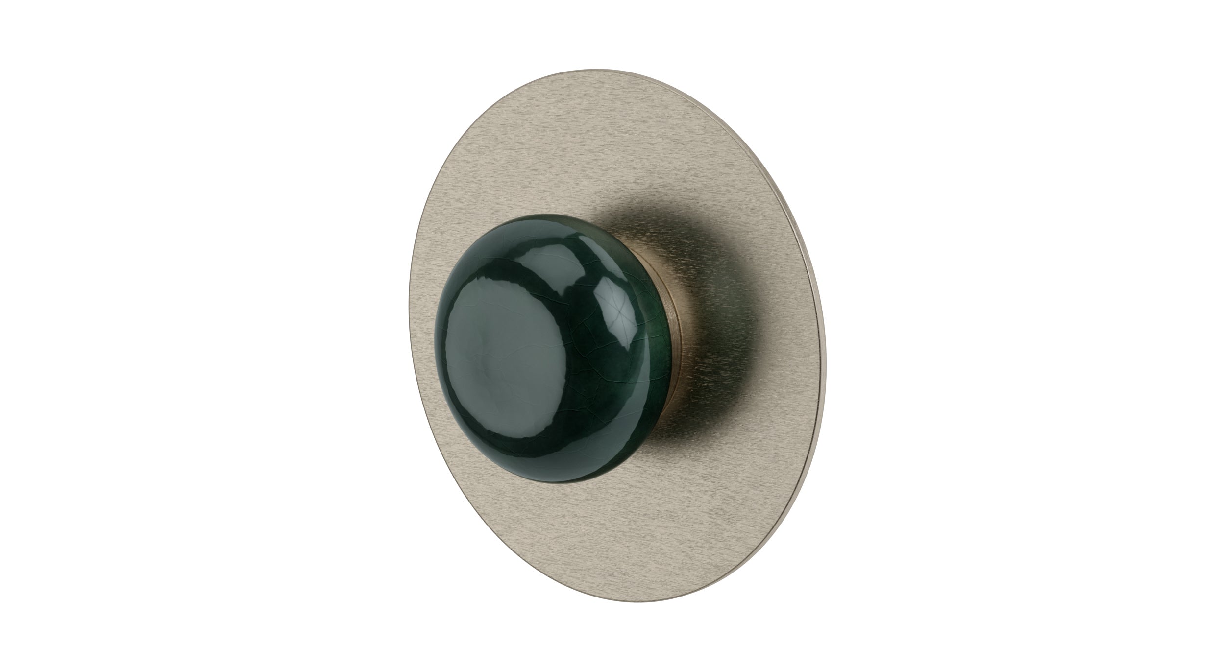 Foundry One Handle Wall Mount Shower Trim with Pebble Ceramic Knob Handle in Satin Nickel