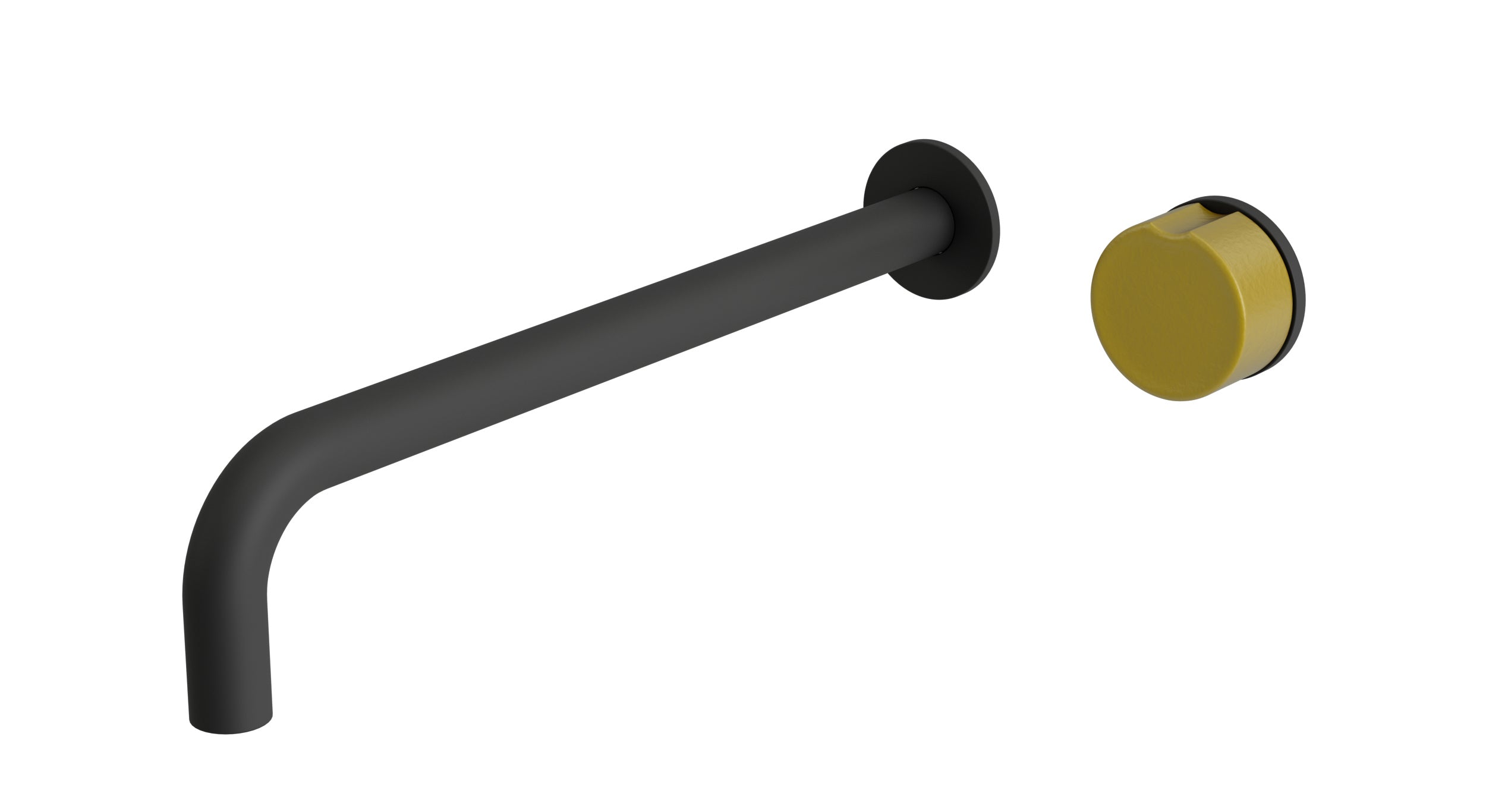 Foundry One Handle Wall Mount 12" Lavatory Faucet with Groove Ceramic Knob Handle in Matte Black