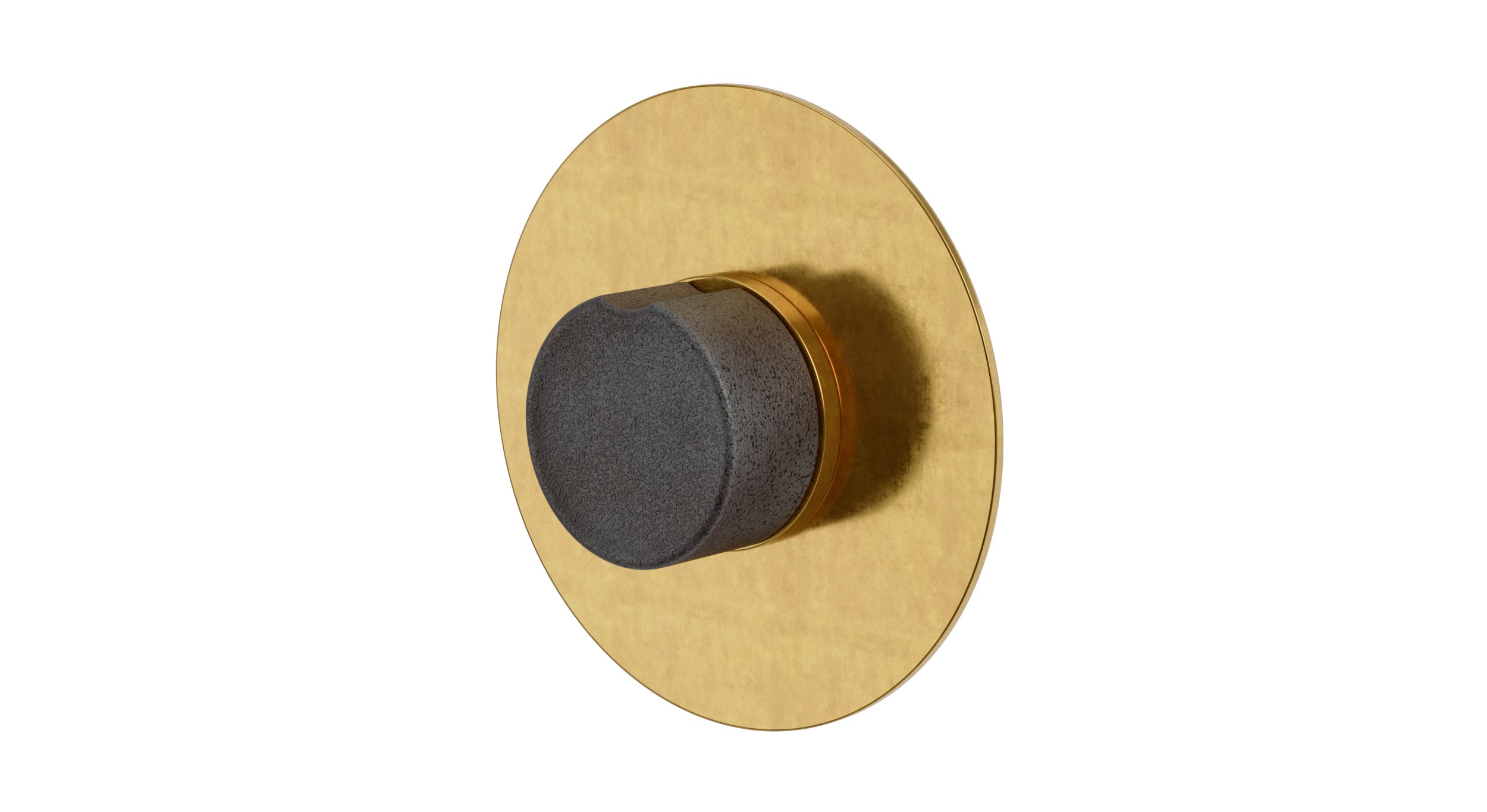 Foundry One Handle Wall Mount Shower Trim with Groove Ceramic Knob Handle in French Brass